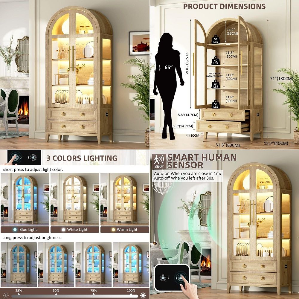 Lighting - Vetrina ad arco 71 con ante