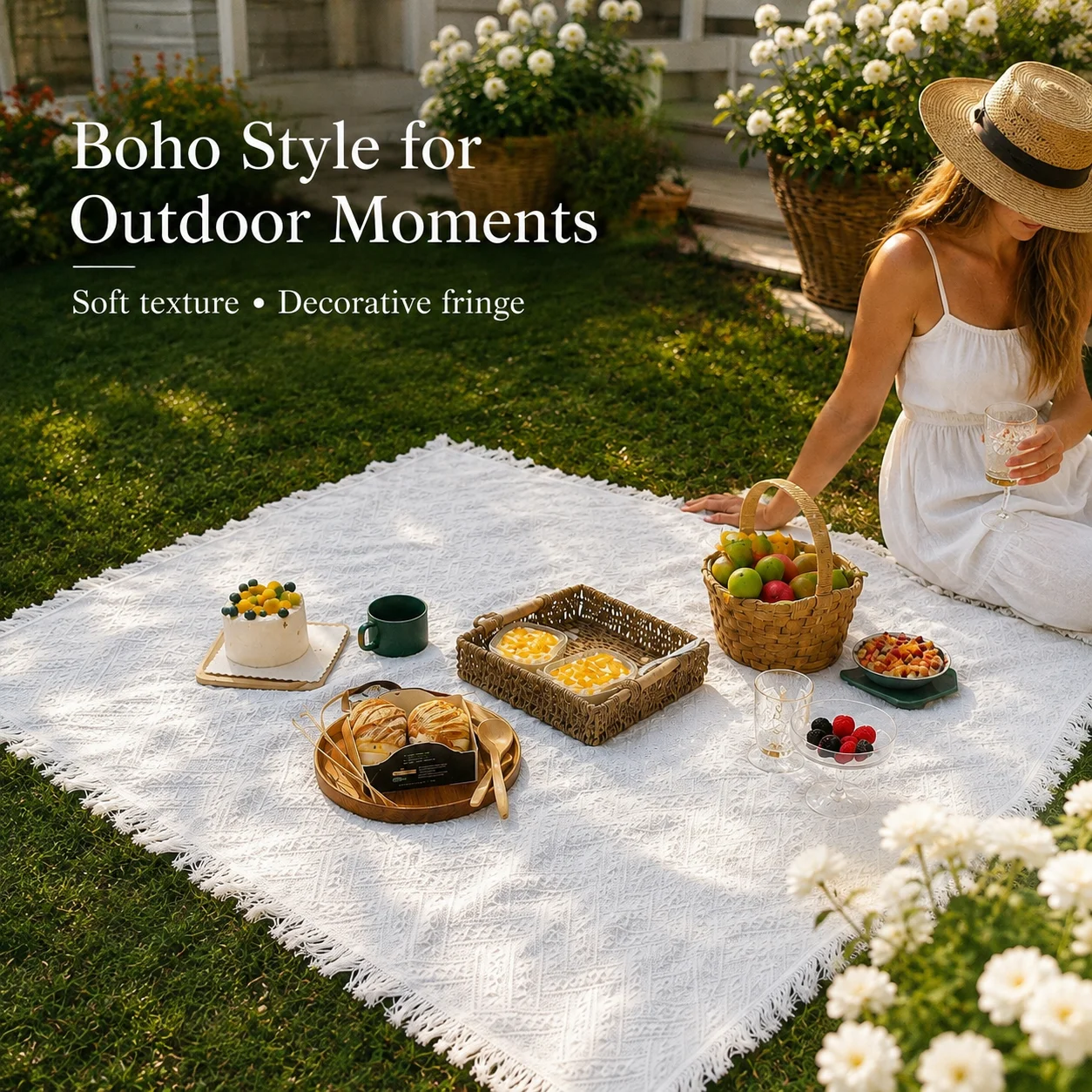Coperta da picnic boho, tappet - Boho Throw Blanket Fringe recensione e prezzo