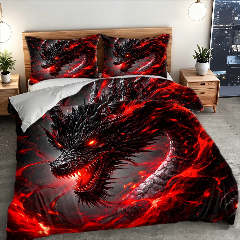 Set Copripiumino Drago Nero 3  - Duvet Cover Sets With Zipper recensione e prezzo