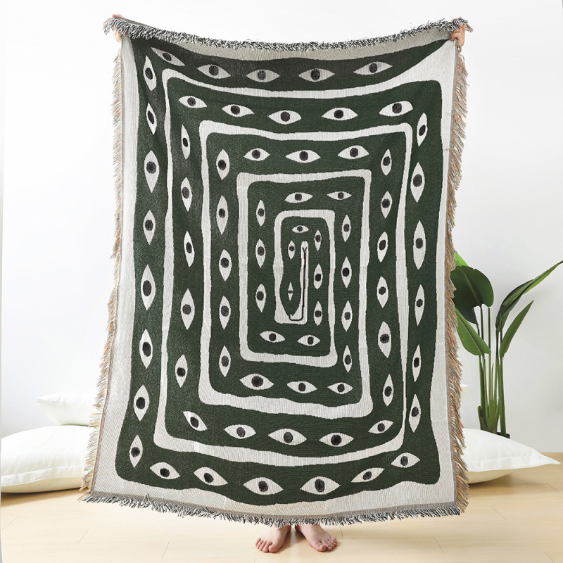 Coperta Jacquard Verde e Bianc - Boho Throw Blanket Fringe recensione e prezzo