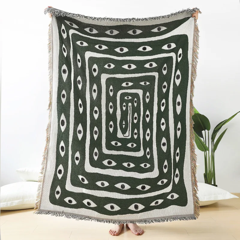 Coperta Jacquard Verde e Bianc - Boho Throw Blanket Fringe recensione e prezzo